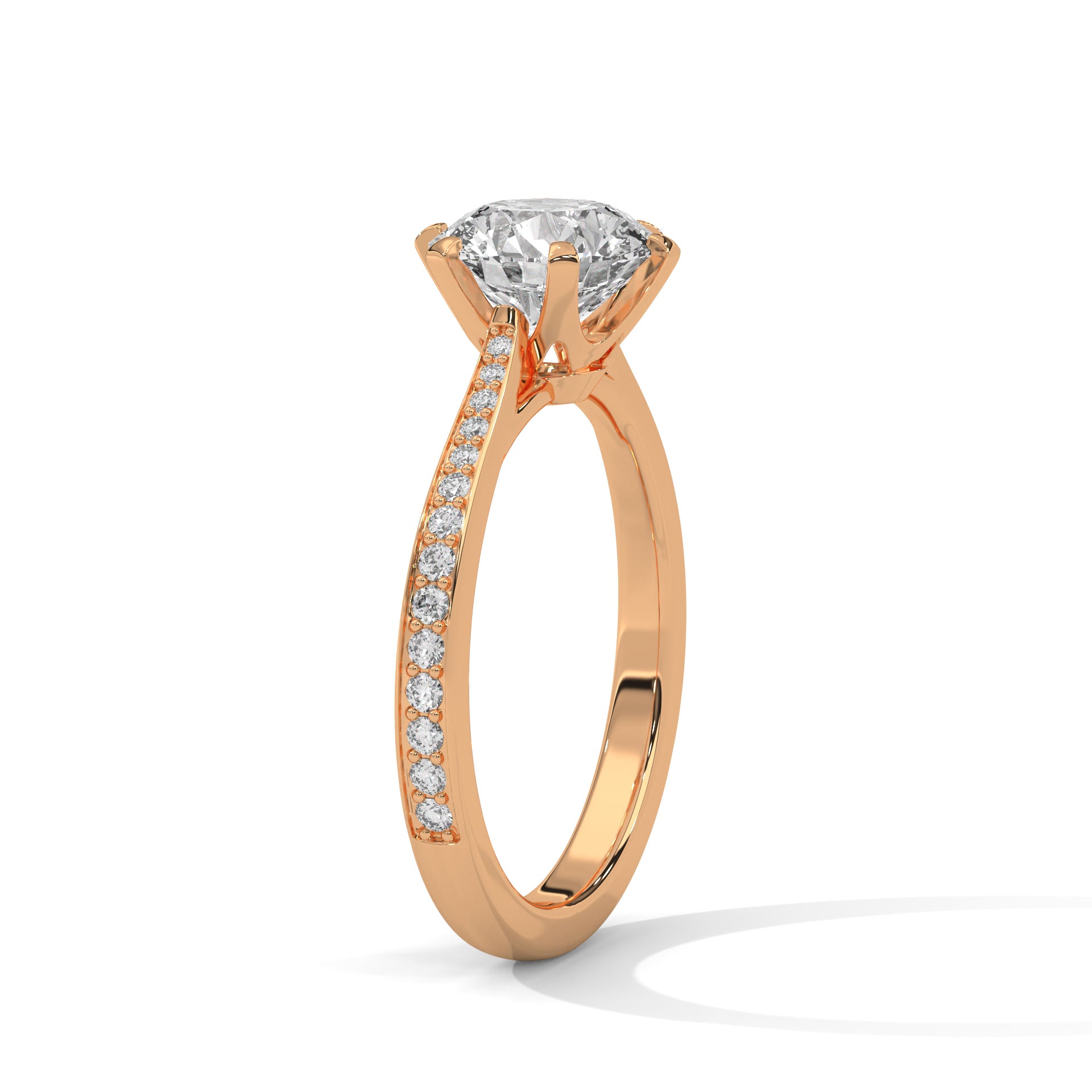 Round Diamond Solitaire Pavé Engagement Ring