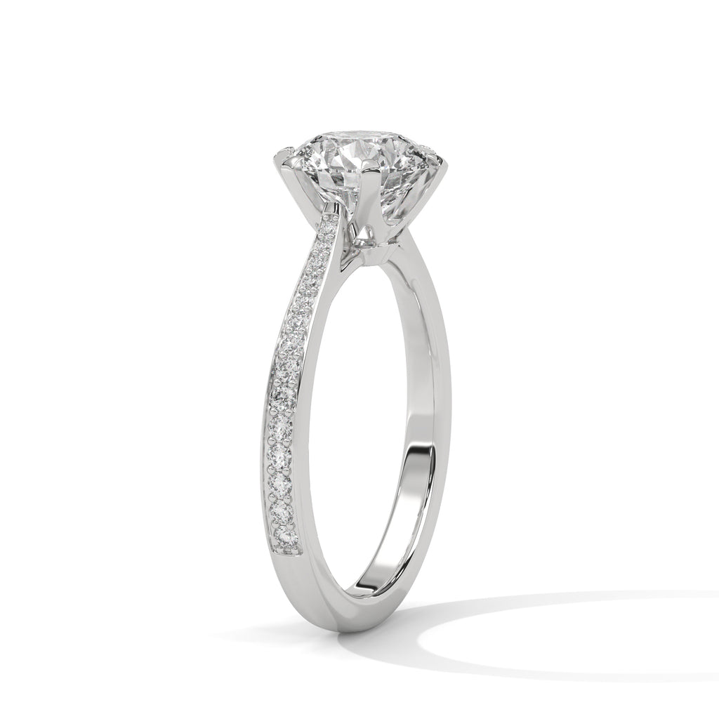 Round Diamond Solitaire Pavé Engagement Ring