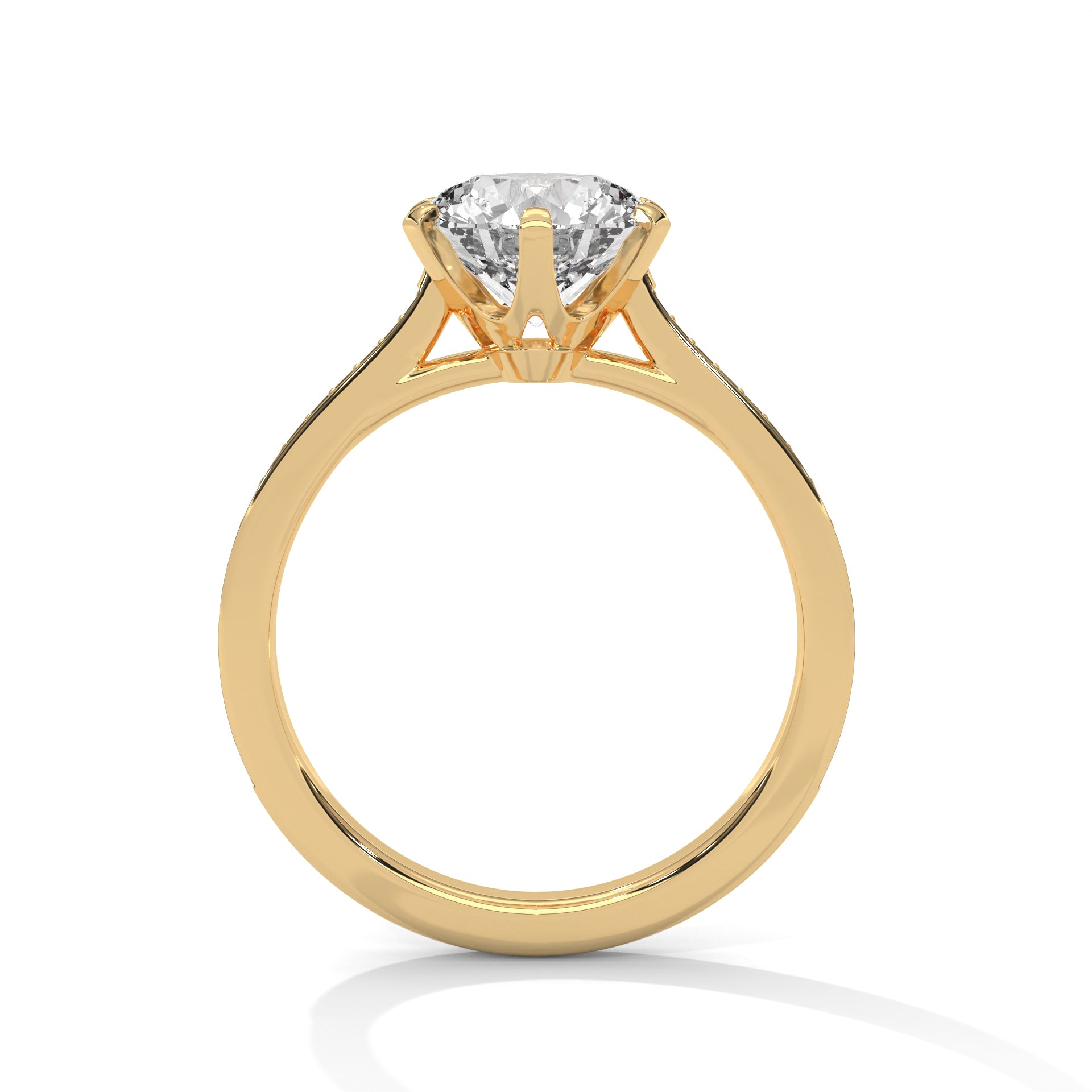 Round Diamond Solitaire Pavé Engagement Ring