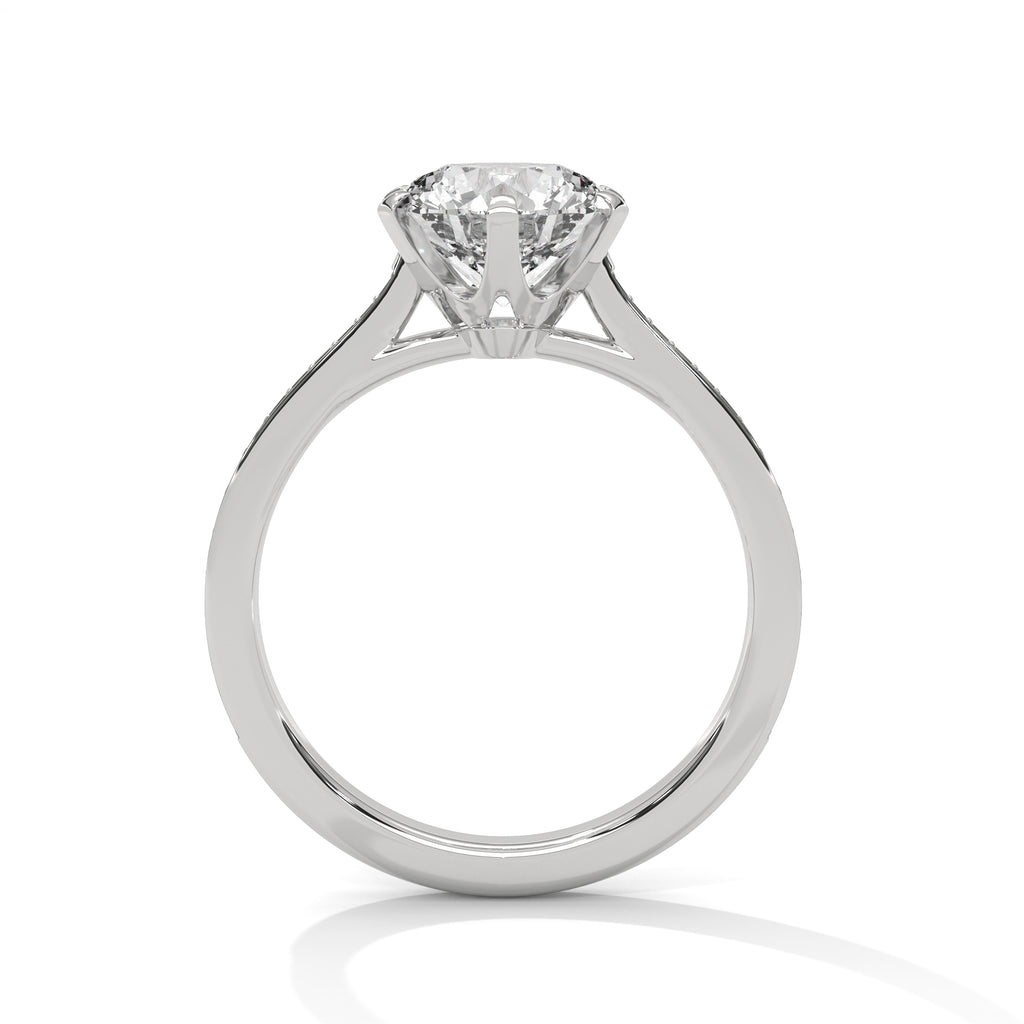Round Diamond Solitaire Pavé Engagement Ring
