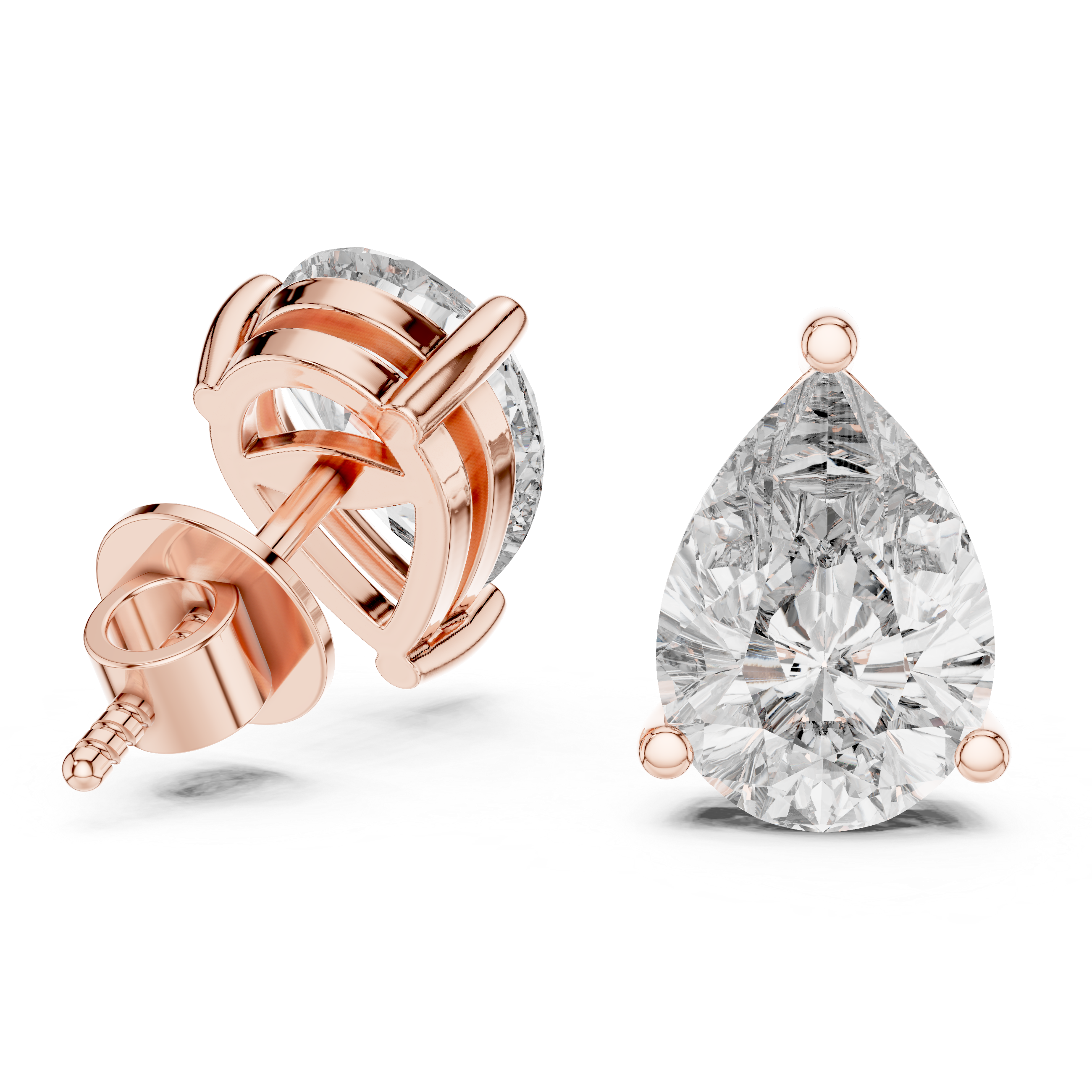 1Pear Shape Diamond Stud Earrings