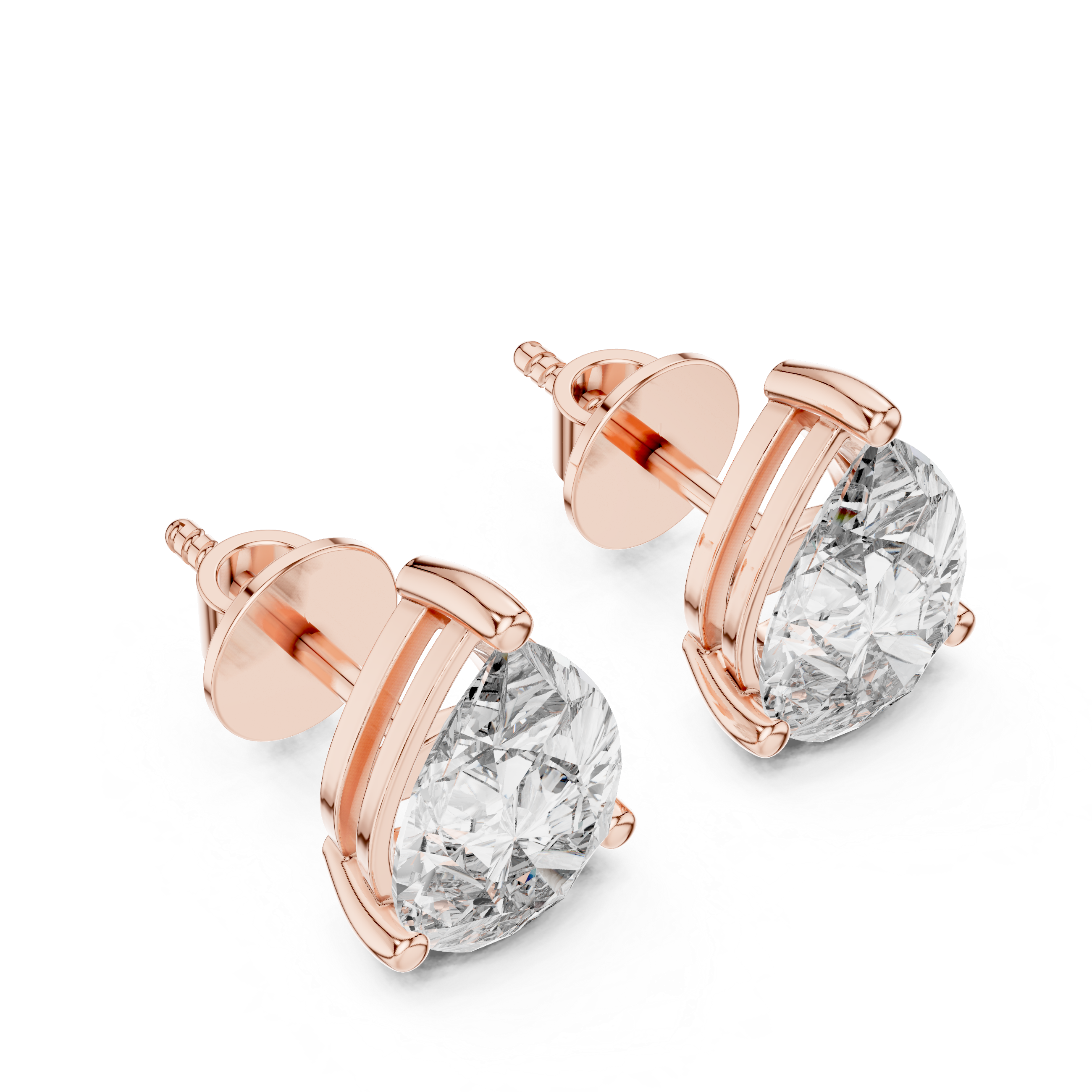 1Pear Shape Diamond Stud Earrings