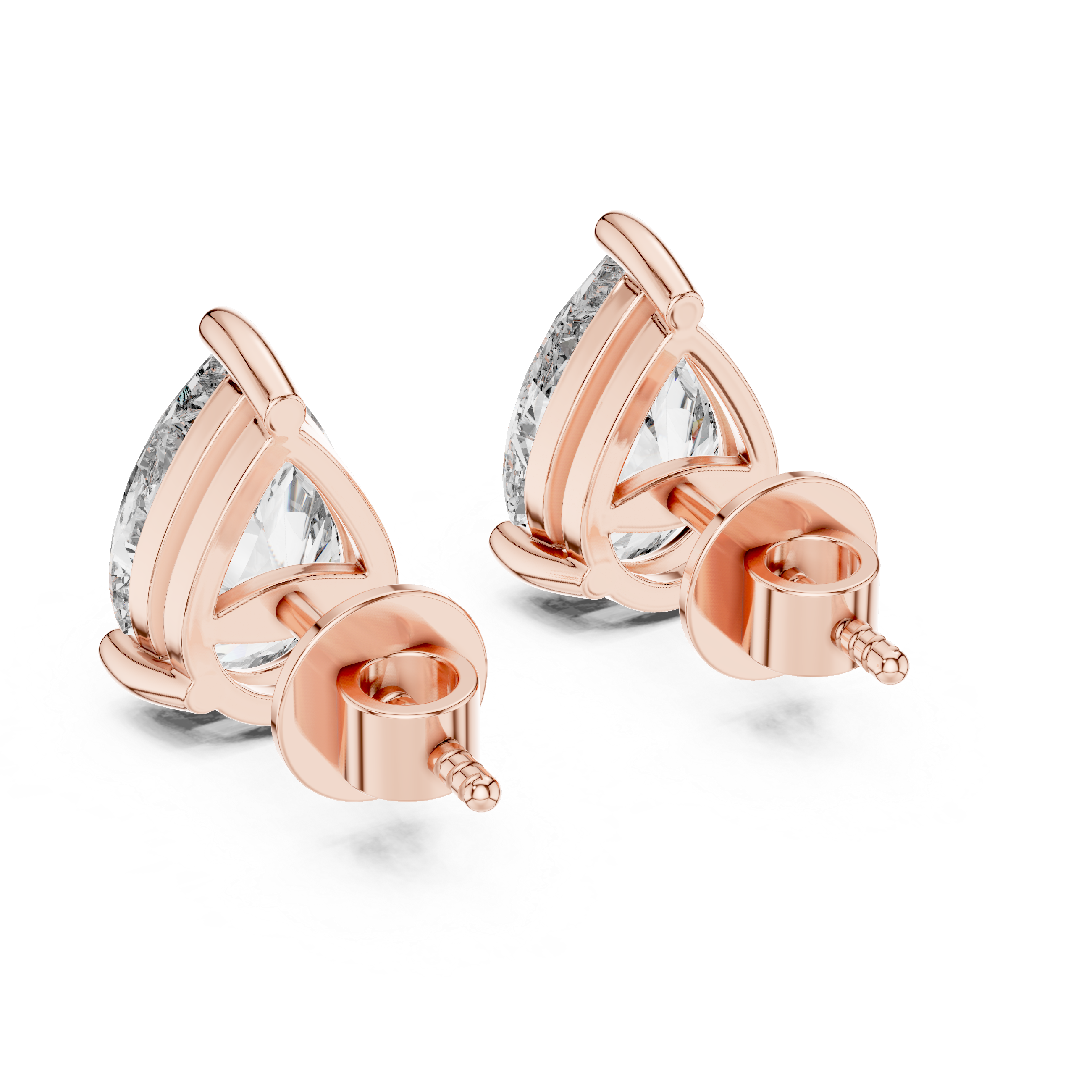 1Pear Shape Diamond Stud Earrings