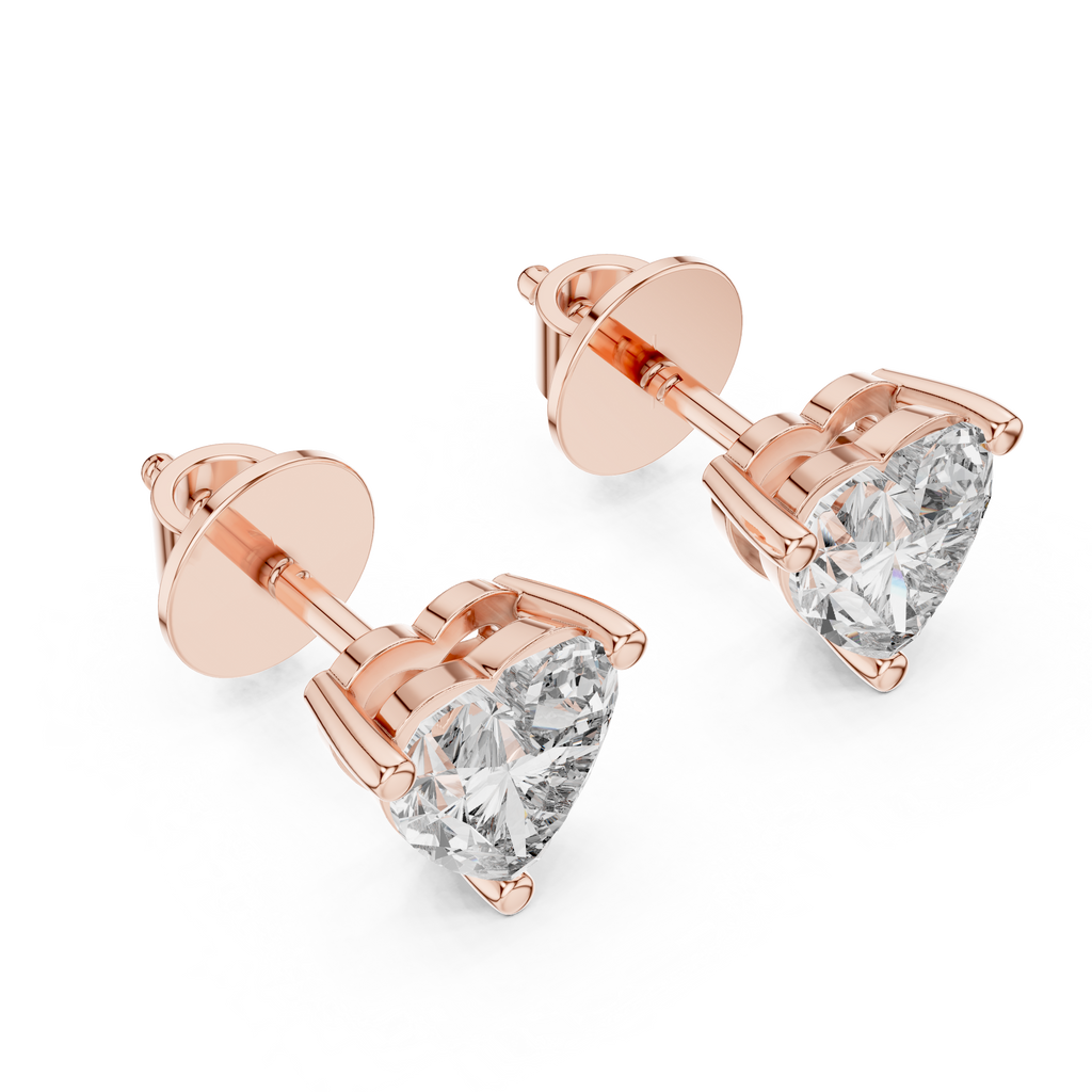 1Heart Shape Diamond Stud Earrings