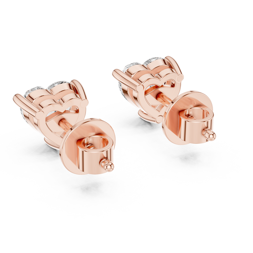 1Heart Shape Diamond Stud Earrings