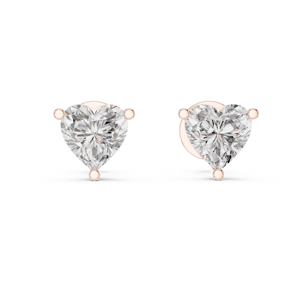 1Heart Shape Diamond Stud Earrings