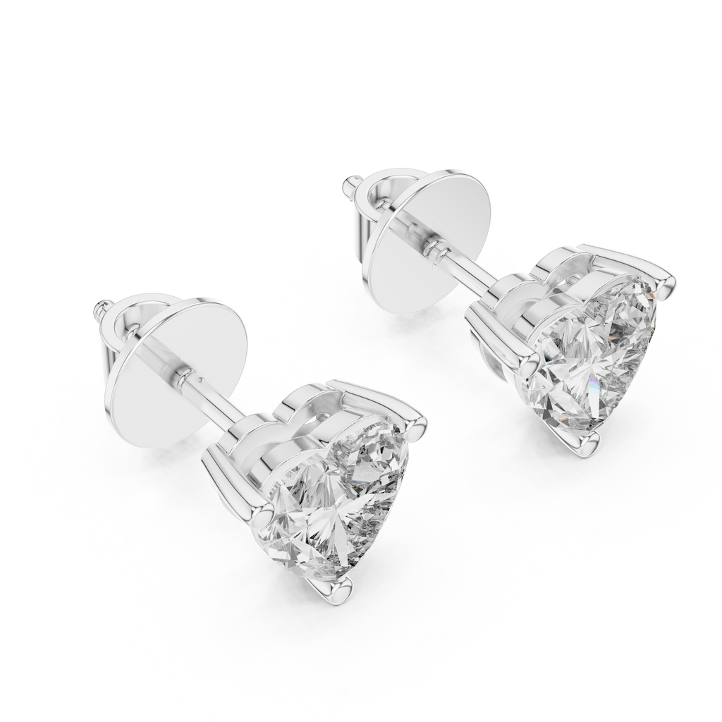 1Heart Shape Diamond Stud Earrings
