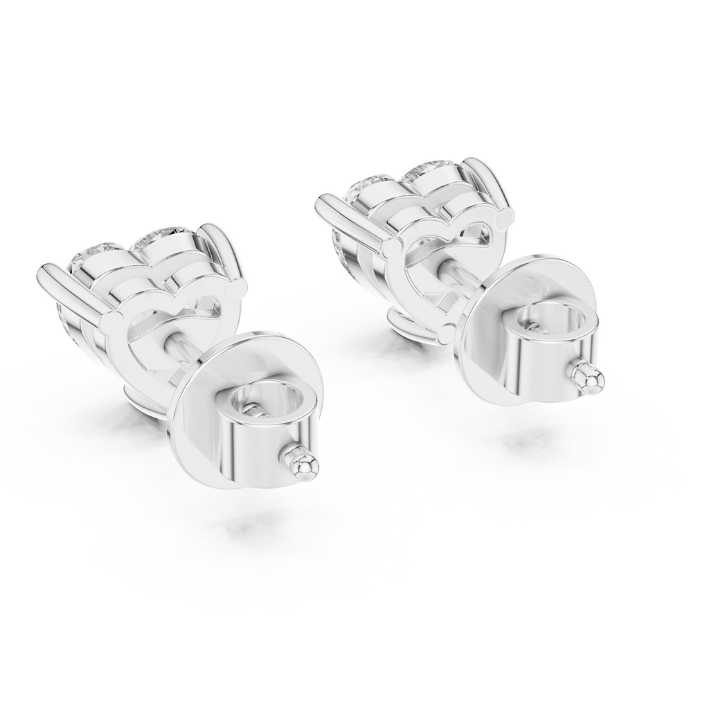 1Heart Shape Diamond Stud Earrings