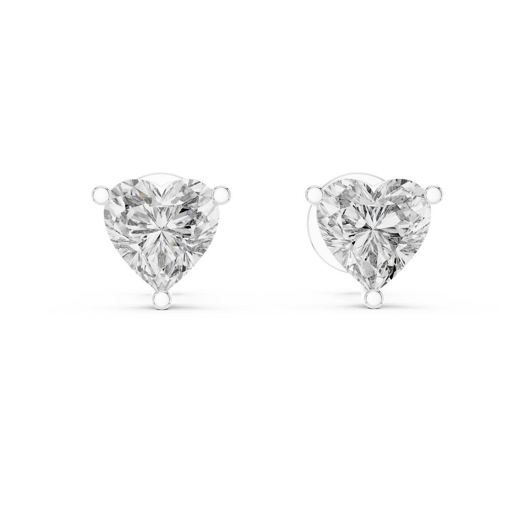 1Heart Shape Diamond Stud Earrings