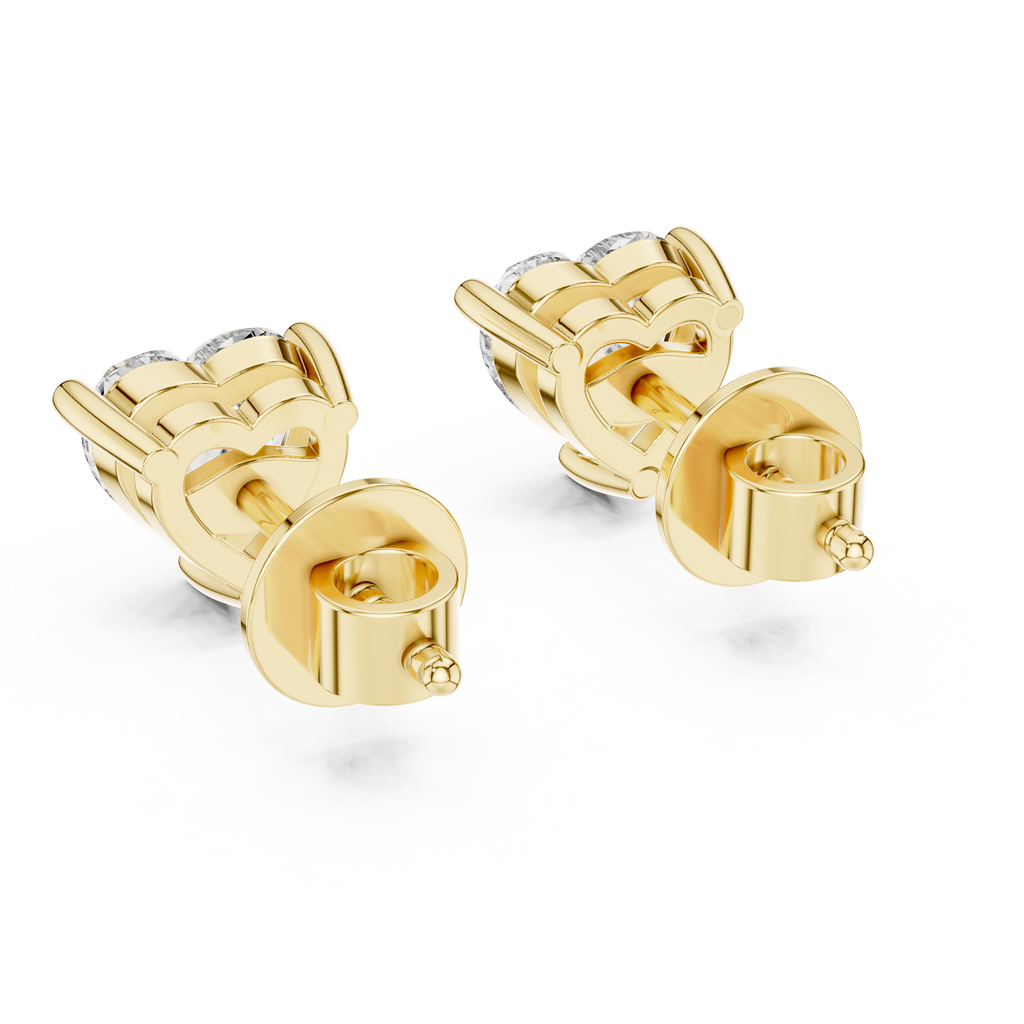 1Heart Shape Diamond Stud Earrings