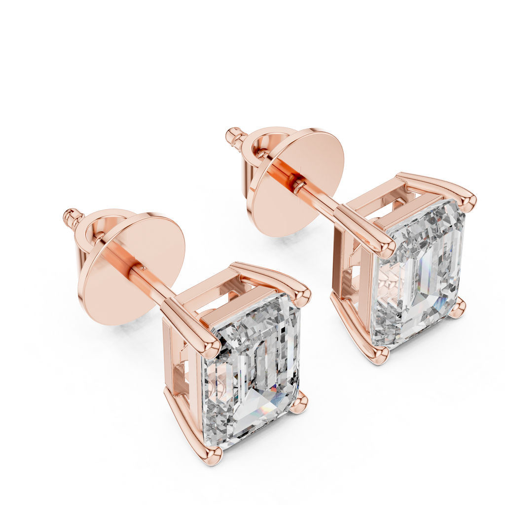 1Emerald Cut Diamond Stud Earrings