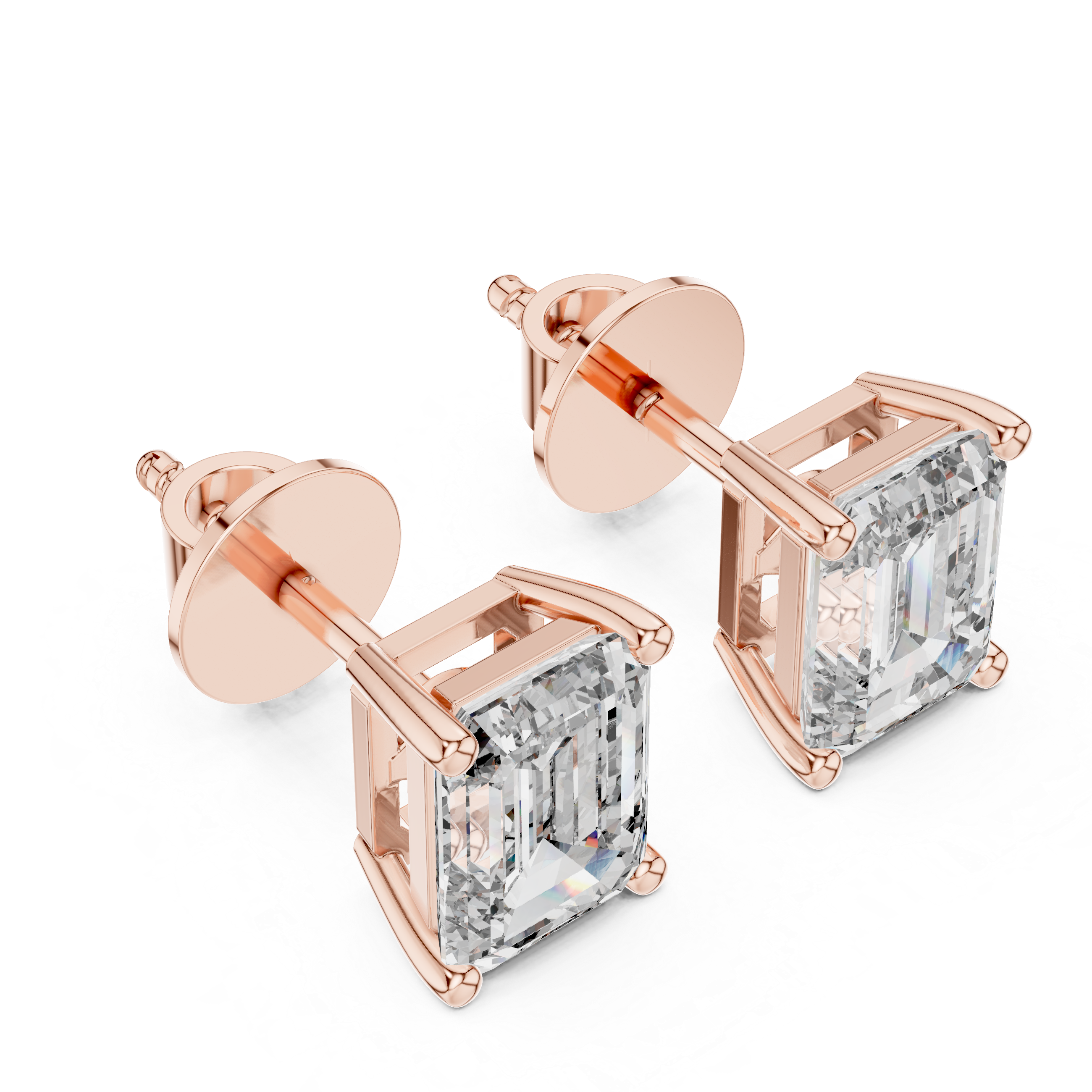 1Emerald Cut Diamond Stud Earrings