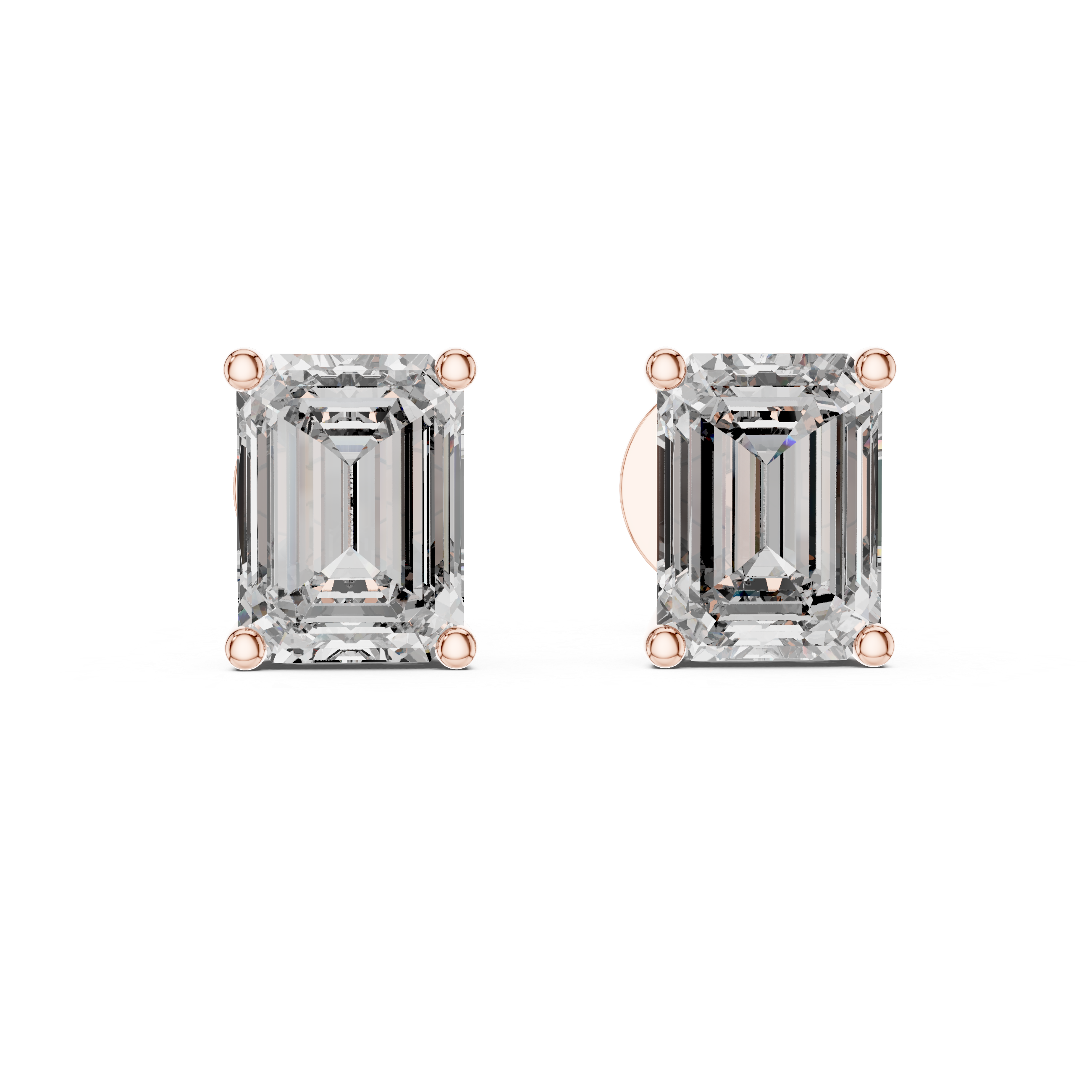 1Emerald Cut Diamond Stud Earrings
