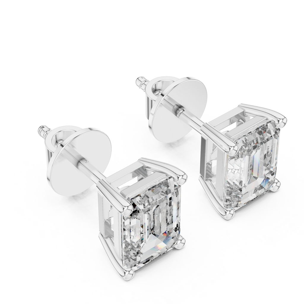 1Emerald Cut Diamond Stud Earrings
