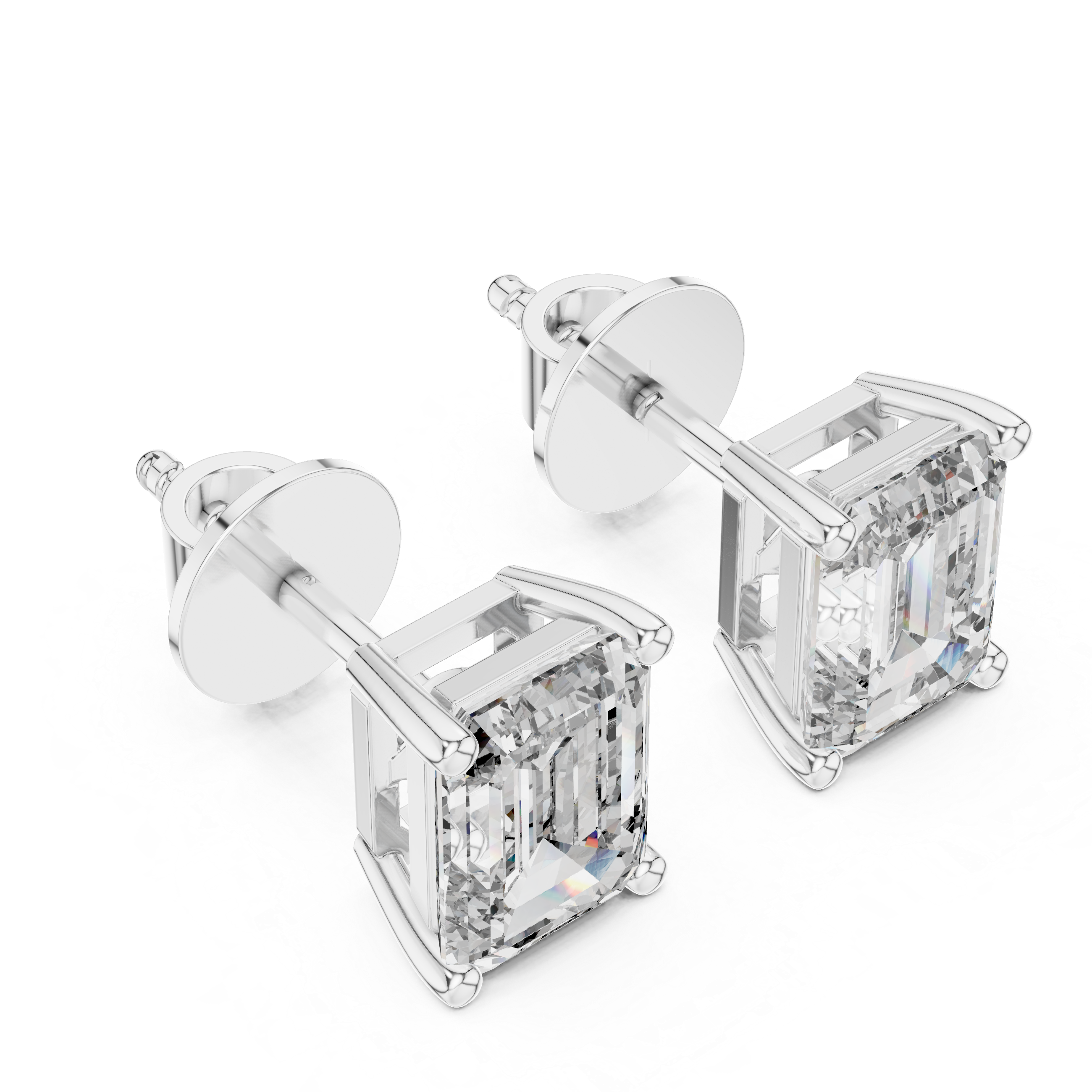1Emerald Cut Diamond Stud Earrings
