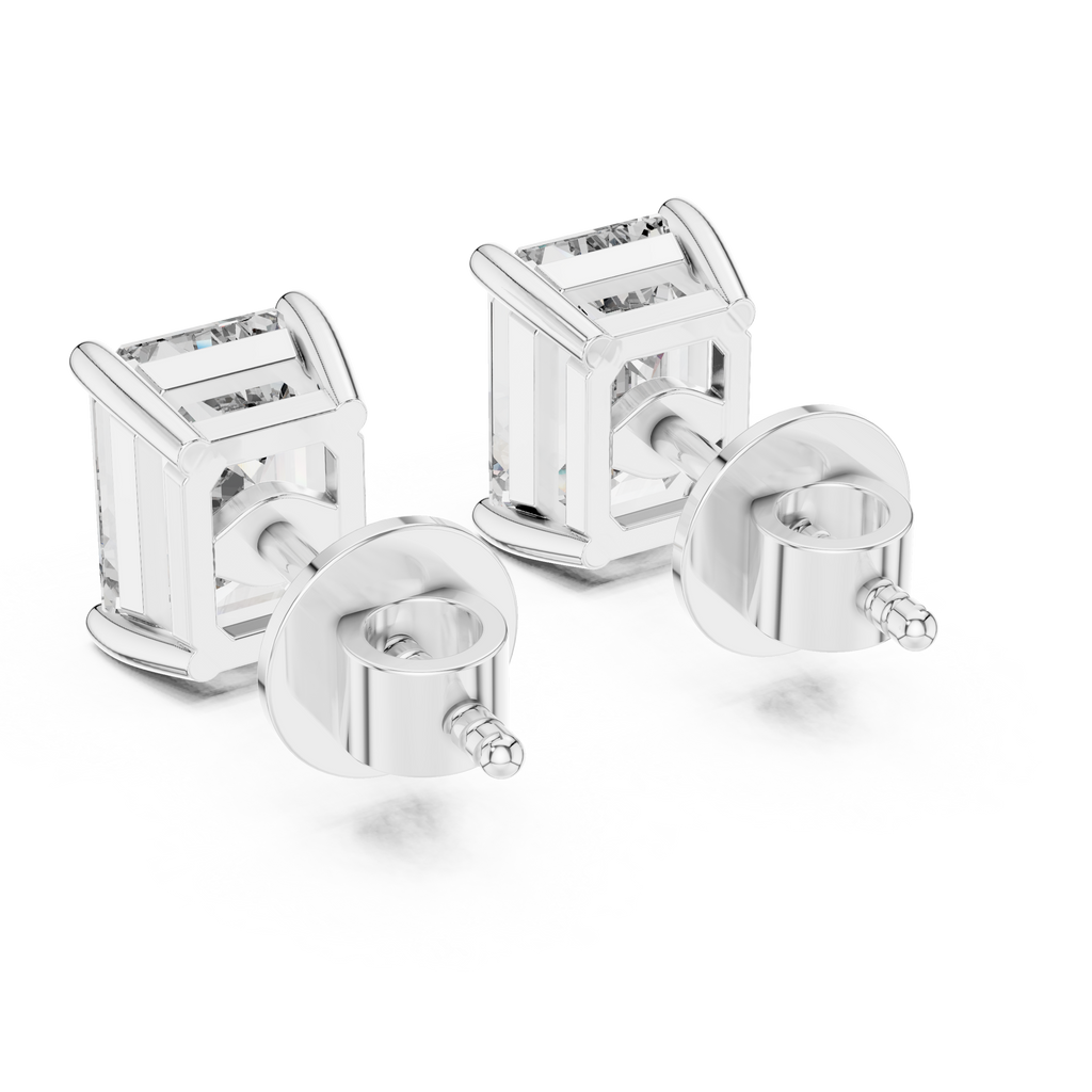 1Emerald Cut Diamond Stud Earrings