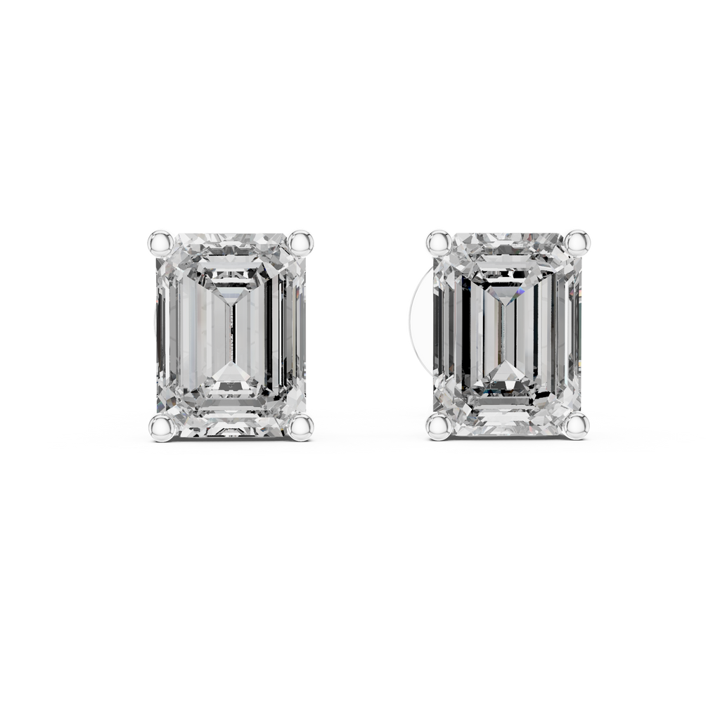 1Emerald Cut Diamond Stud Earrings