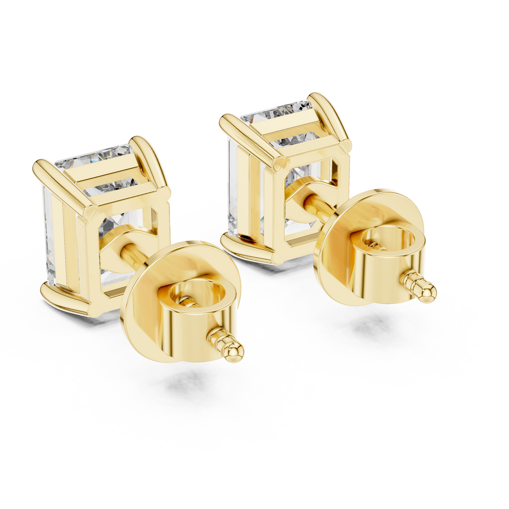 1Emerald Cut Diamond Stud Earrings
