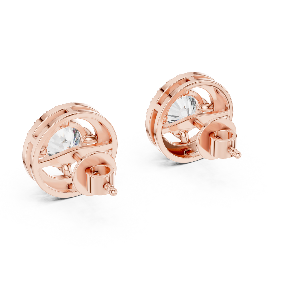 Round Diamond Halo Stud Earrings