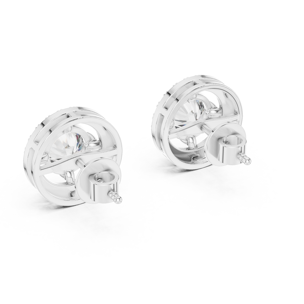 Round Diamond Halo Stud Earrings