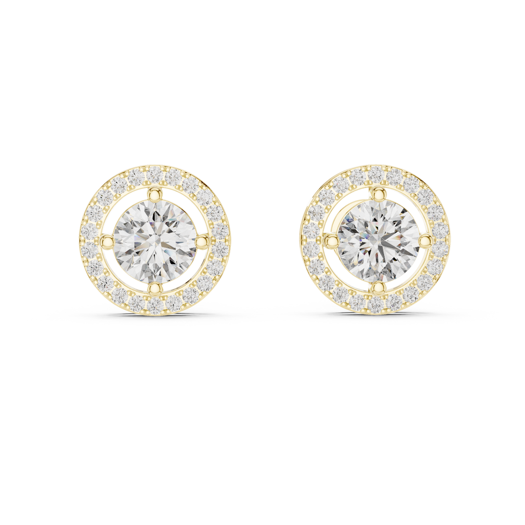 Round Diamond Halo Stud Earrings