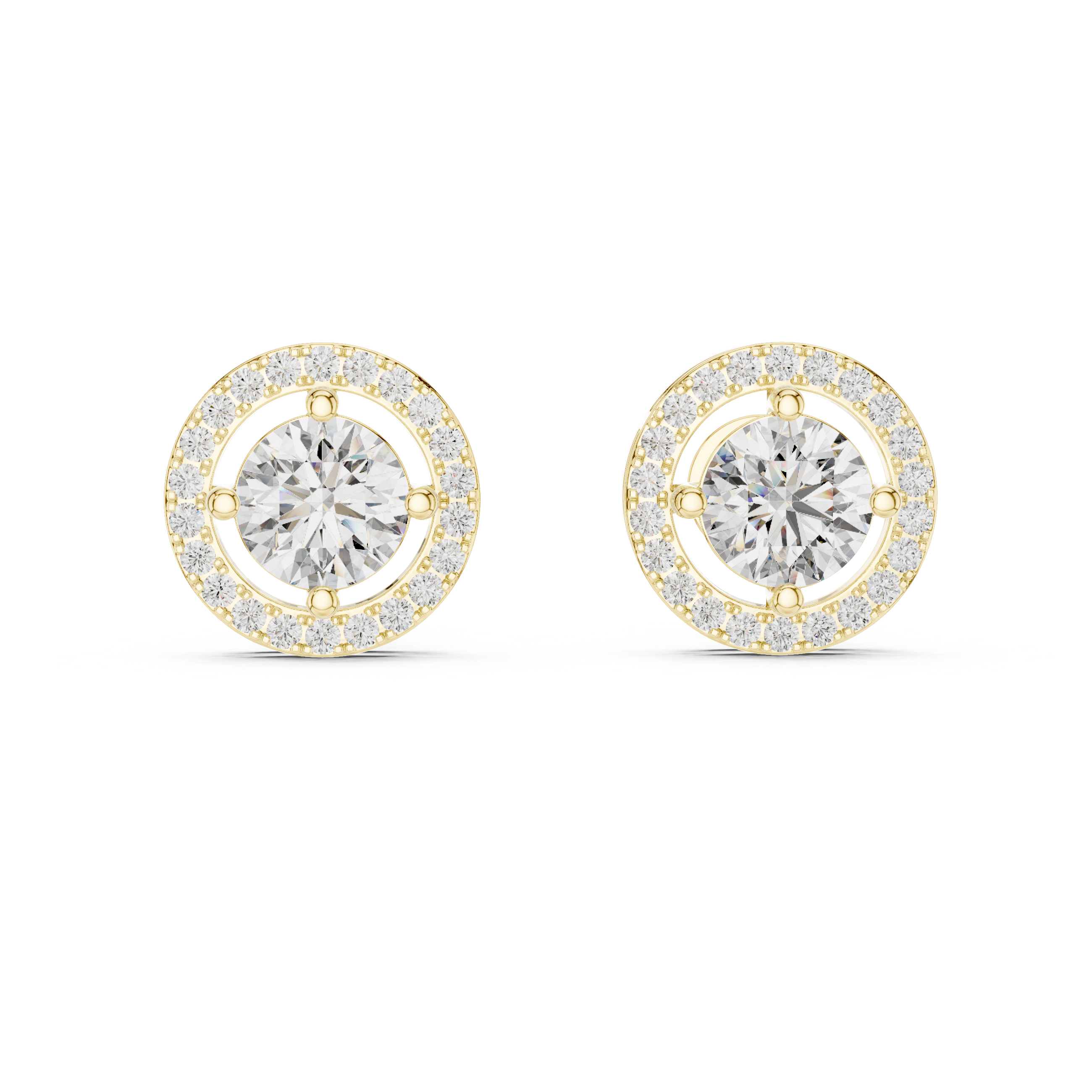 Round Diamond Halo Stud Earrings
