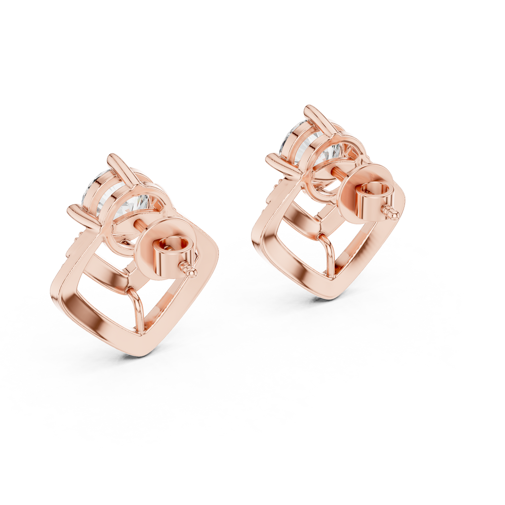 Geometric Diamond Halo Stud Earrings