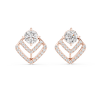 Geometric Diamond Halo Stud Earrings