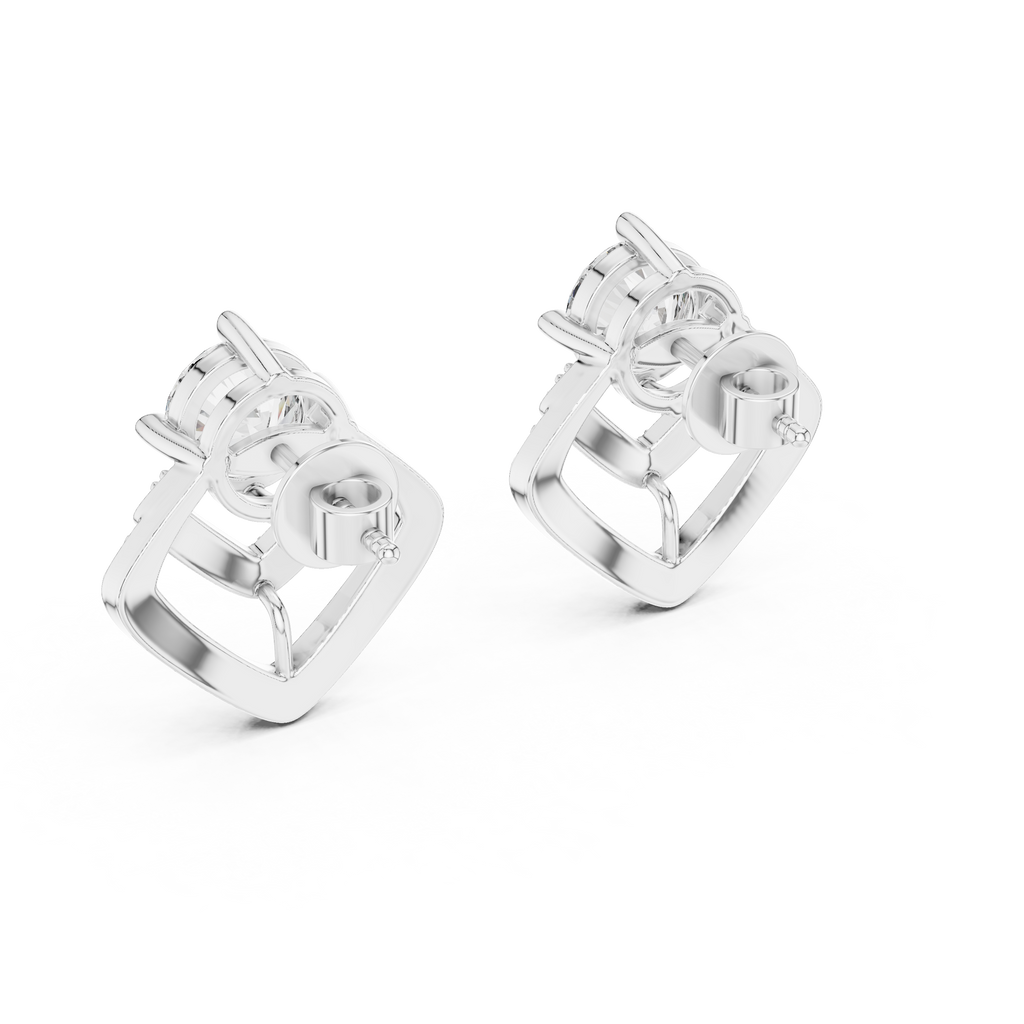 Geometric Diamond Halo Stud Earrings