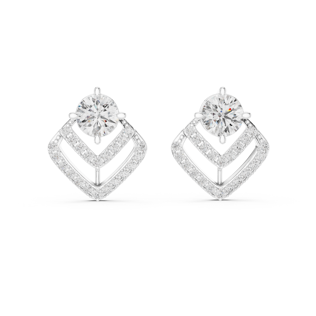 Geometric Diamond Halo Stud Earrings