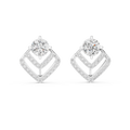 Geometric Diamond Halo Stud Earrings