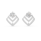Geometric Diamond Halo Stud Earrings