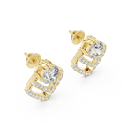 Geometric Diamond Halo Stud Earrings