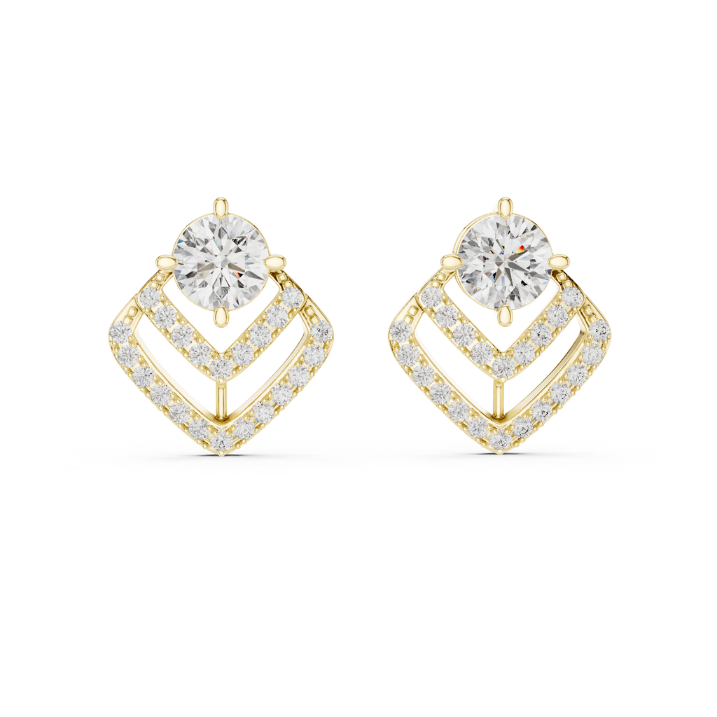 Geometric Diamond Halo Stud Earrings