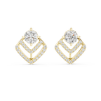 Geometric Diamond Halo Stud Earrings