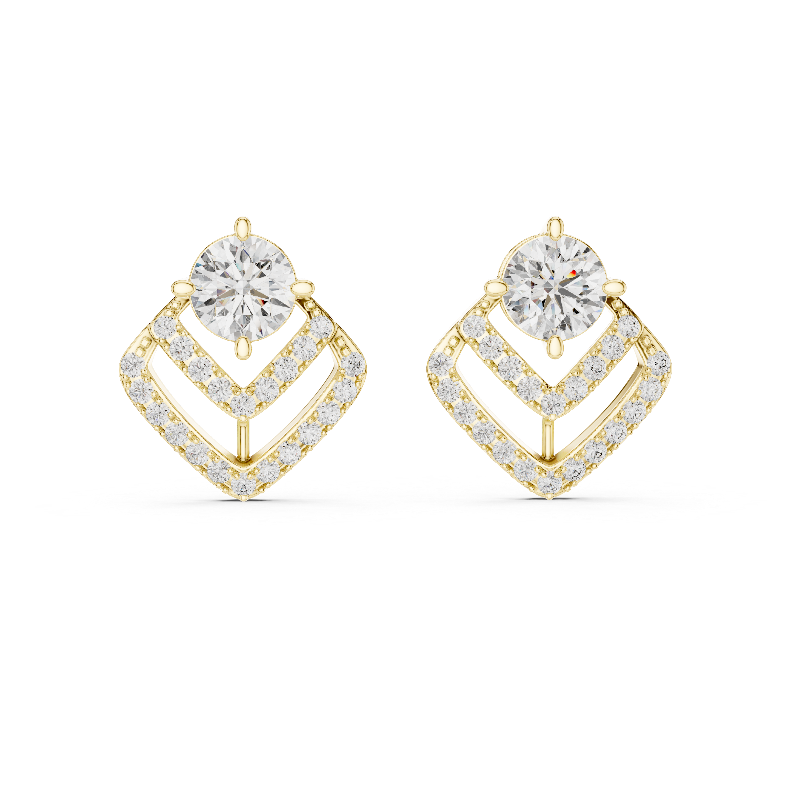 Geometric Diamond Halo Stud Earrings