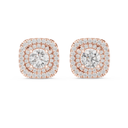 Round Diamond Double Halo Stud Earrings