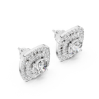 Round Diamond Double Halo Stud Earrings