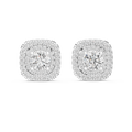 Round Diamond Double Halo Stud Earrings