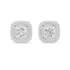 Round Diamond Double Halo Stud Earrings