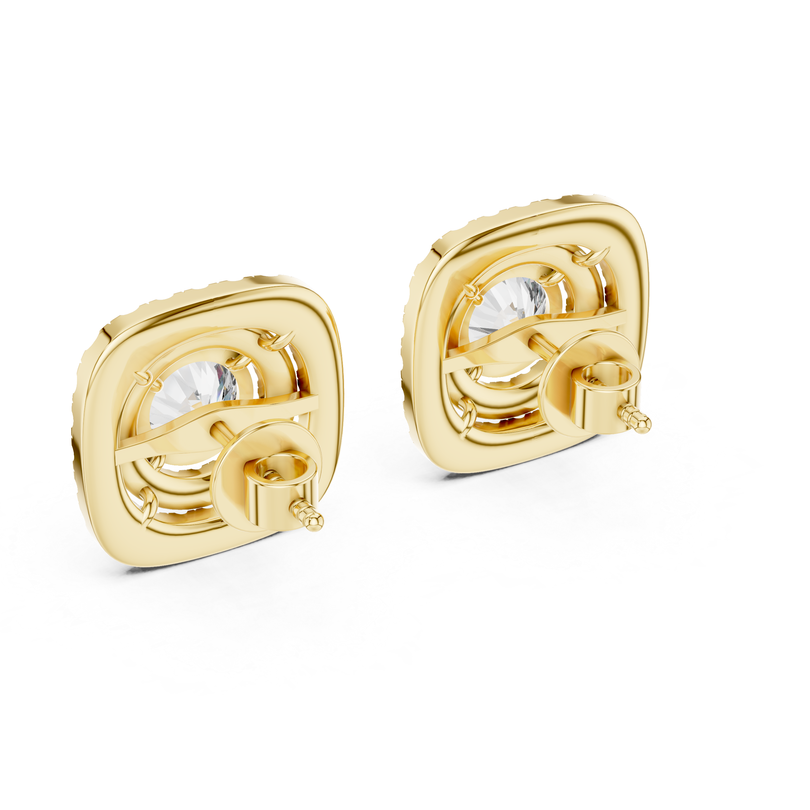Round Diamond Double Halo Stud Earrings