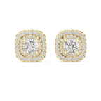 Round Diamond Double Halo Stud Earrings