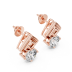 Round Diamond Geometric Stud Earrings