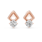 Round Diamond Geometric Stud Earrings
