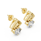 Round Diamond Geometric Stud Earrings