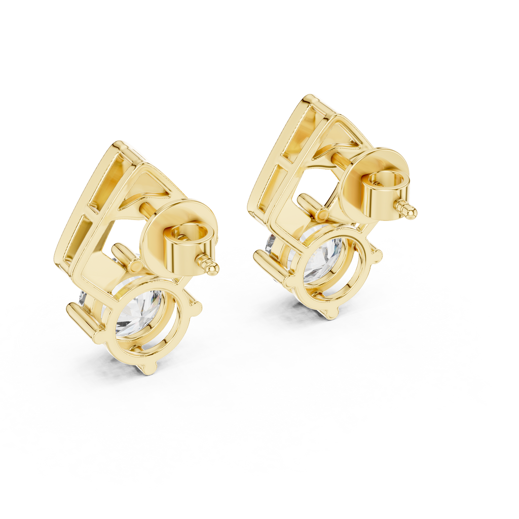 Round Diamond Geometric Stud Earrings