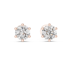 Round Diamond Six Prong Stud Earrings
