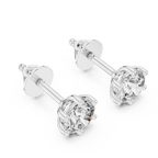 Round Diamond Six Prong Stud Earrings