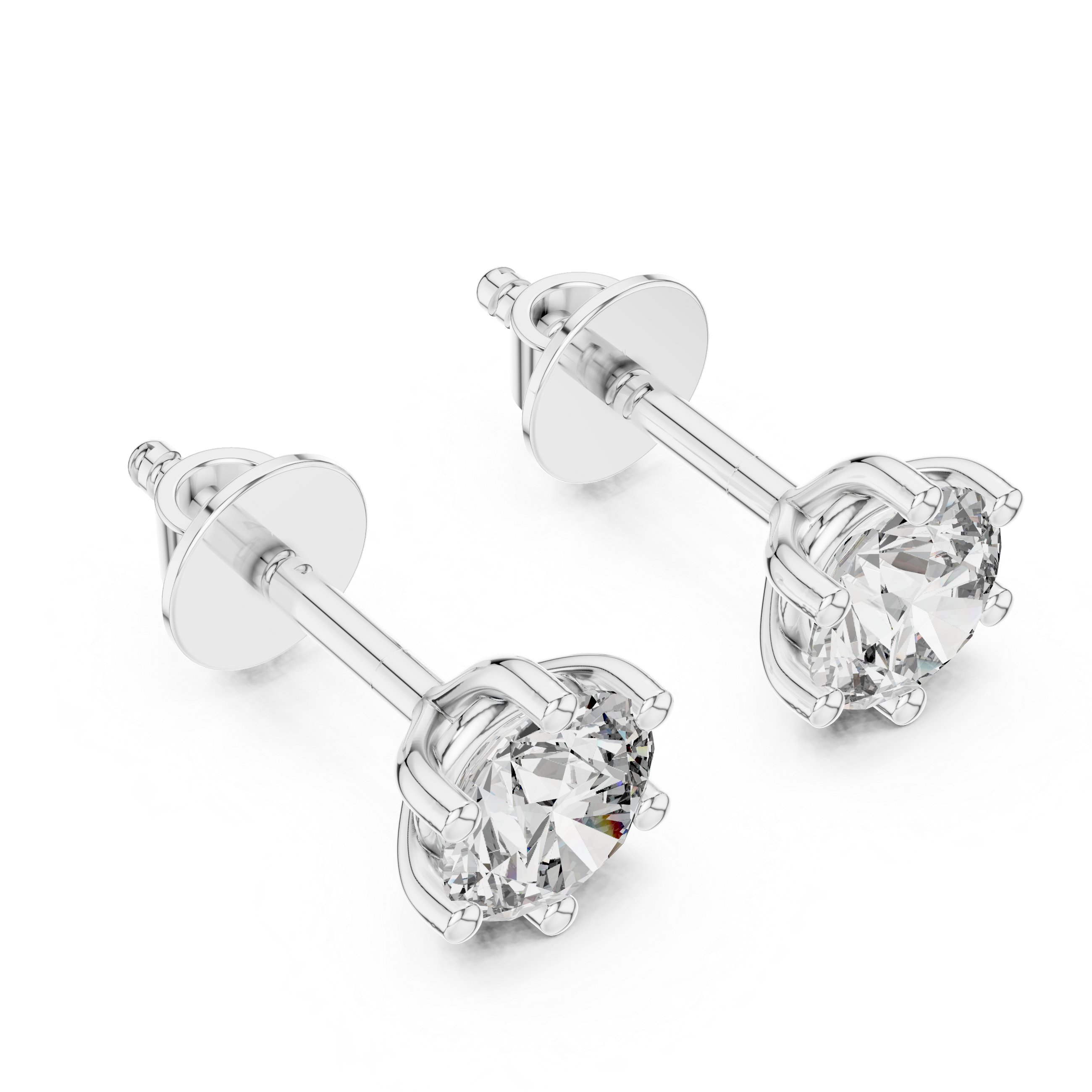 Round Diamond Six Prong Stud Earrings