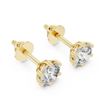 Round Diamond Six Prong Stud Earrings